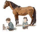 自然の中の馬と人